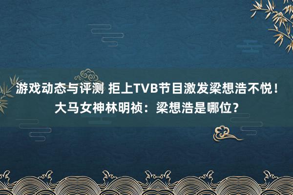 游戏动态与评测 拒上TVB节目激发梁想浩不悦！大马女神林明祯：梁想浩是哪位？